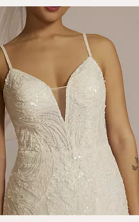 Glitter Tulle Lace Mermaid Wedding Dress Image 3