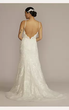 Glitter Tulle Lace Mermaid Wedding Dress Image 2