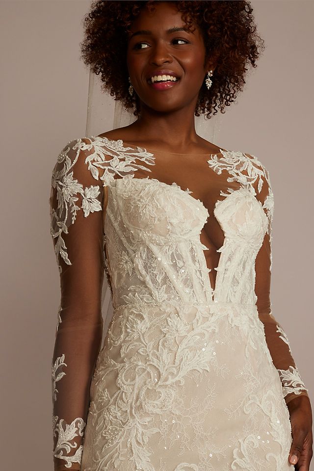 Sheer Corset Bodice Sheath Wedding Dress Image 3
