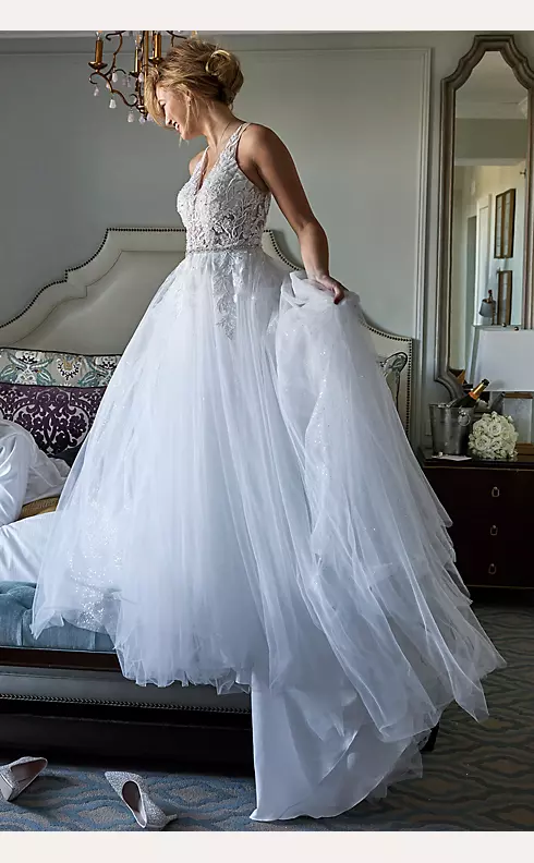 Illusion Halter Beaded Lace A-Line Wedding Dress