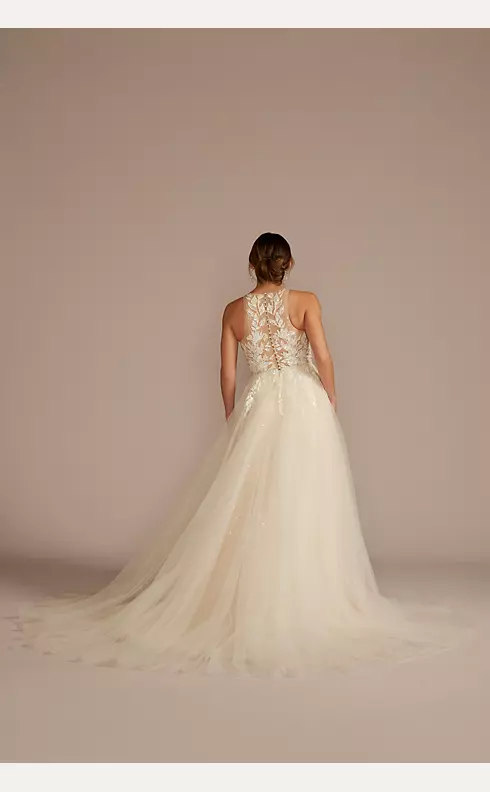 Illusion Halter Beaded Lace A-Line Wedding Dress Image 2