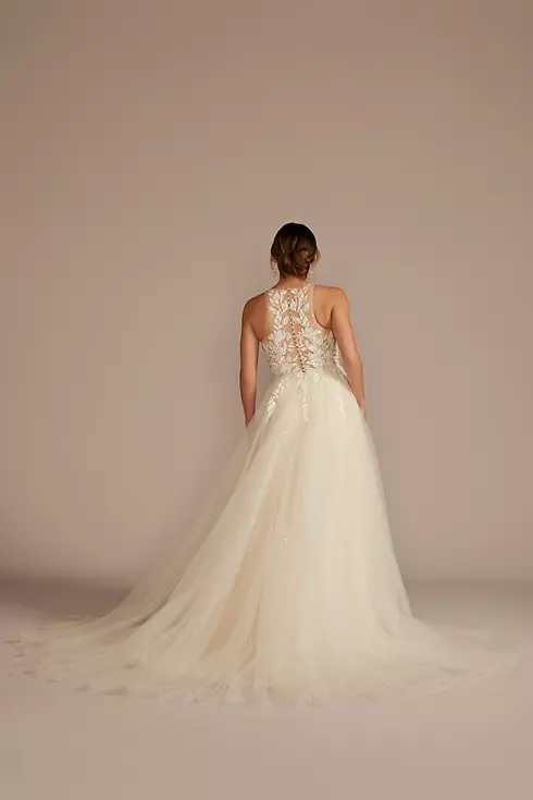 Illusion Halter Beaded Lace A-Line Wedding Dress Image 2