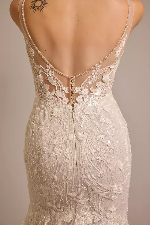 Beaded Lace Applique Tulle Mermaid Wedding Dress Image 3