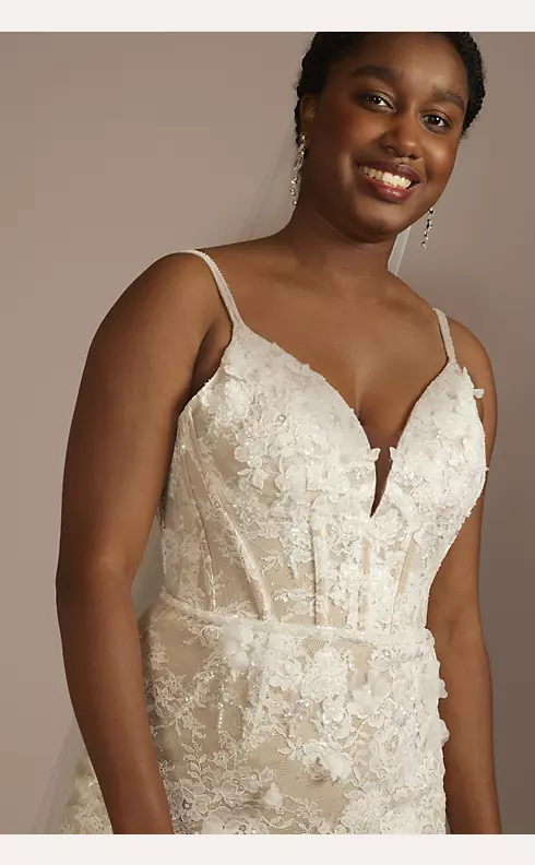 Corset Bodice Beaded Lace Sheath Wedding Dress Image 2