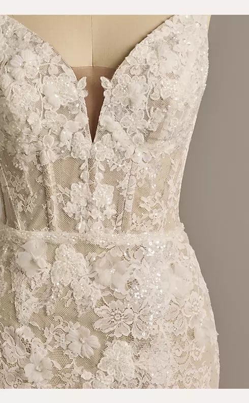 Corset Bodice Beaded Lace Sheath Wedding Dress Image 1