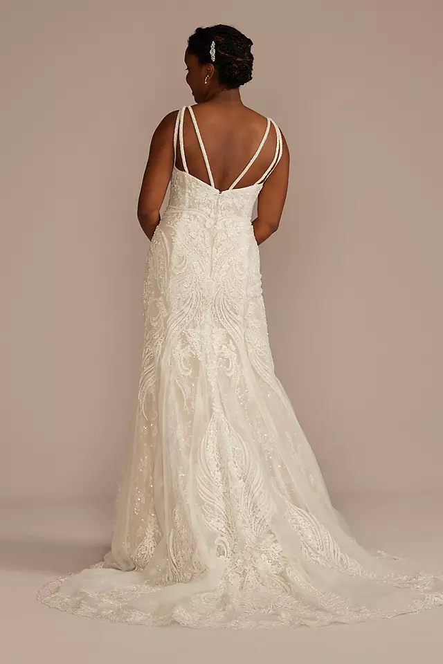Strappy Allover Beaded Lace Mermaid Wedding Dress Image 2