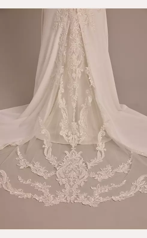 Illusion Lace Bodice Crepe Tank Wedding Dress Image 7