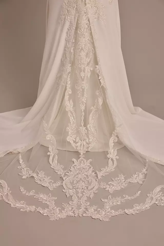 Illusion Lace Bodice Crepe Tank Wedding Dress Image 7