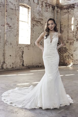 Lace Illusion Tank Mermaid Wedding Dress | David's Bridal