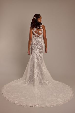 Lace Illusion Tank Mermaid Wedding Dress | David's Bridal