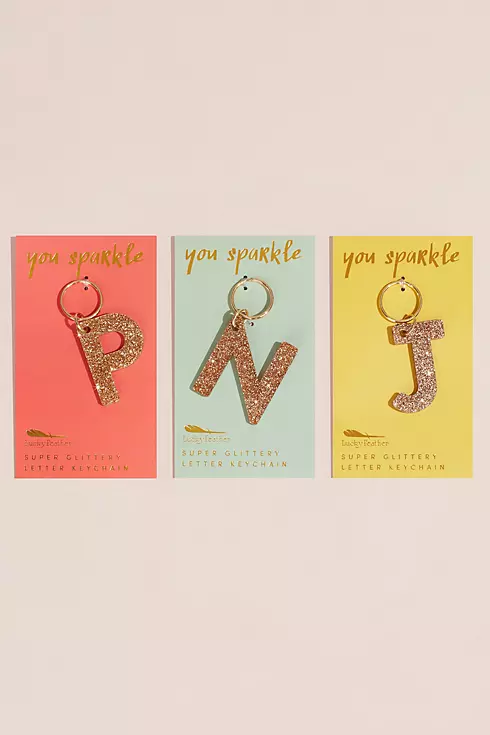 Glitter Acrylic Sparkling Initial Key Chain Image 2