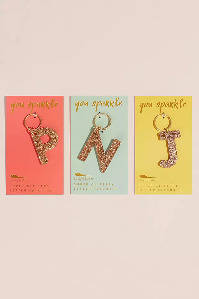 Glitter Acrylic Sparkling Initial Key Chain Image 2