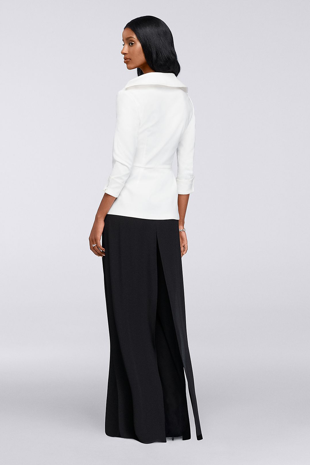 Two-Piece Wrap Blouse with Wide-Leg Pants Image 2