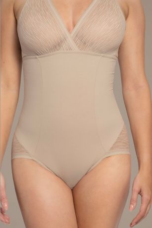 Picture of Sheer Stripe Detail Sculpting Bodysuit