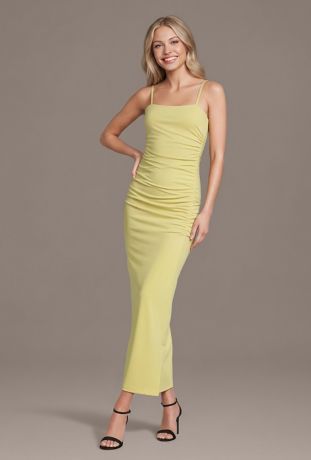 Picture of Jersey Spaghetti Strap Ruched Ankle Length Dress