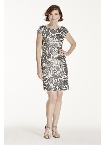 Short Sheath Cap Sleeves Cocktail and Party Dress - Adrianna Papell