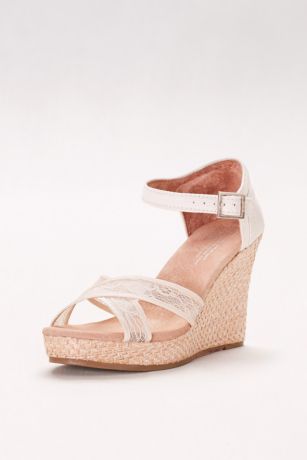 toms lace wedges crisscross davidsbridal shoes bridal
