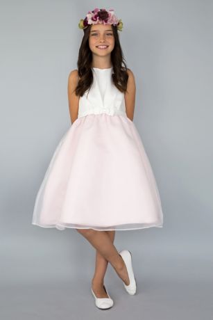 blush and ivory flower girl dress