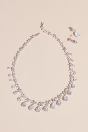 crystal necklace and earring set