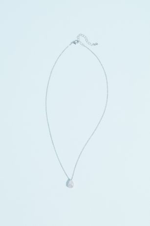 Picture of Haloed Pear Shaped Cubic Zirconia Pendant Necklace
