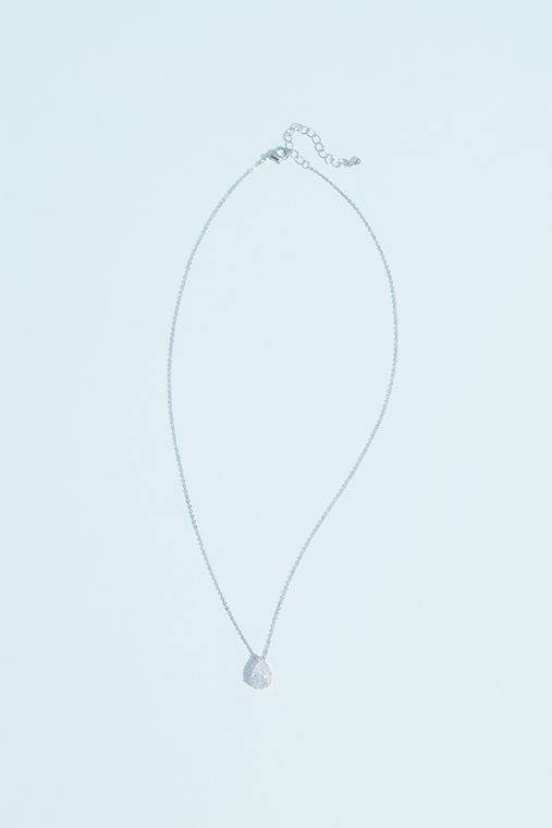 David's Bridal Haloed Pear Shaped Cubic Zirconia Pendant Necklace