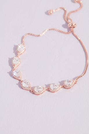 Picture of Teardrop Crystal Chain Bracelet in Rose Gold David's Bridal