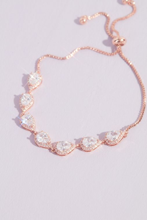 David's Bridal Teardrop Crystal Chain Bracelet