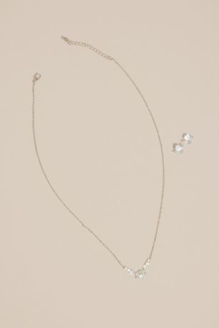 Picture of Cubic Zirconia Rosebud Necklace and Earring Set