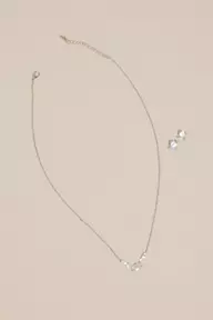 Oleg Cassini Cubic Zirconia Rosebud Necklace and Earring Set