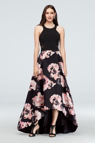 black floral high low dress