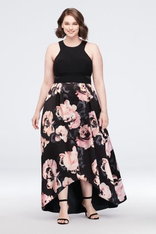 xscape black floral dress