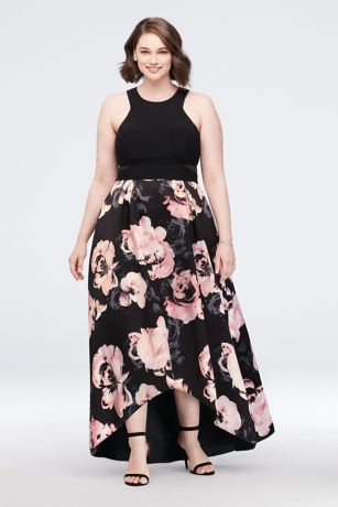 david's bridal black floral dress