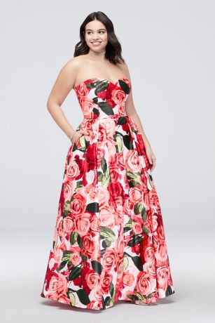 floral satin ball gown