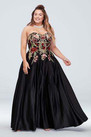 david's bridal black floral dress