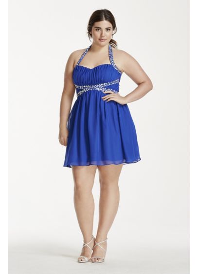 Short A-Line Halter Cocktail and Party Dress - Masquerade