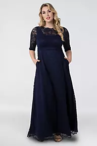 Kiyonna Leona Lace A-Line Plus Size Gown