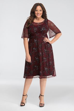 plus size a line dresses with sleeves