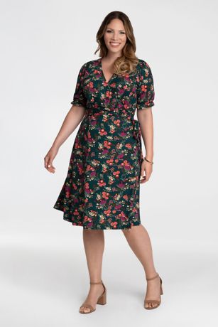 plus size green wrap dress
