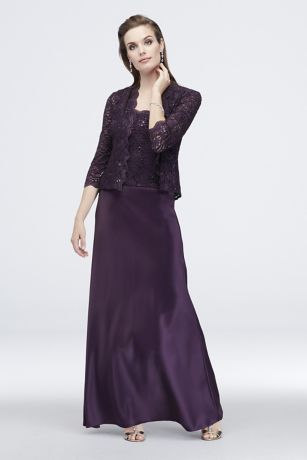 Picture of Scalloped Sequin Lace and Satin Jacket Dress