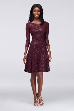 wine fit and flare dress