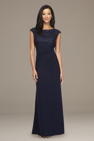 Picture of High Neck Drapey Back Cap Sleeve Sheath Dress