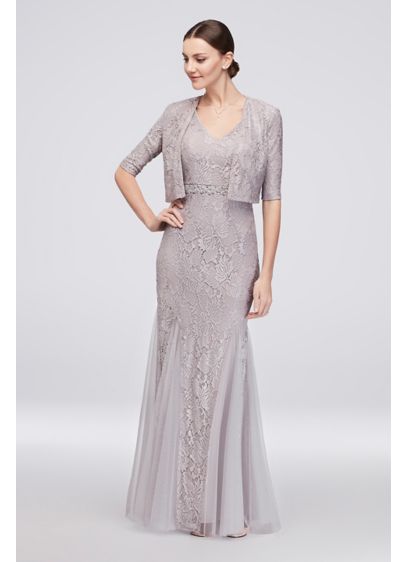 V-Neck Lace Gown with Matching Bolero | David's Bridal