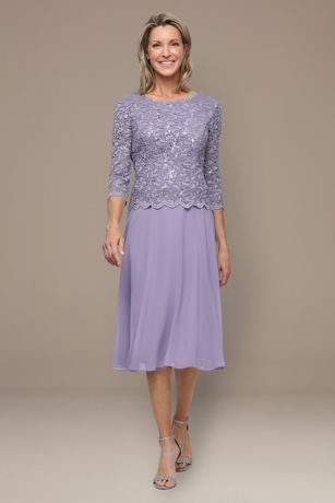 Picture of Scoop Neck A-Line Dress with Three-Quarter Sleeves