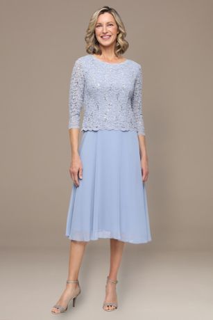 Picture of Scoop Neck A-Line Dress with Three-Quarter Sleeves