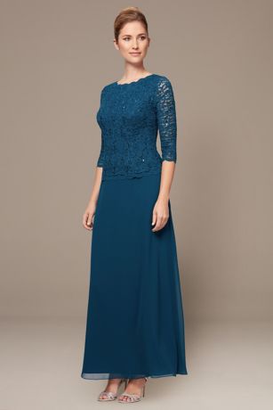 Picture of Sequin Lace and Chiffon Mock Two-Piece Gown