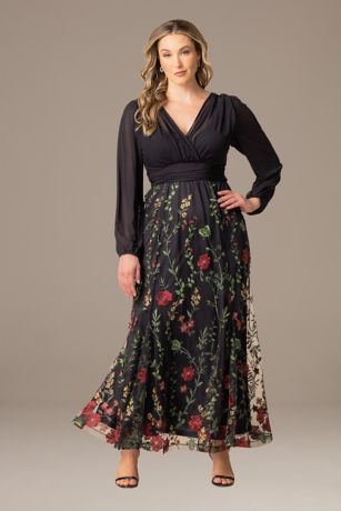 Picture of Isabella Embroidered Long-Sleeve Evening Gown