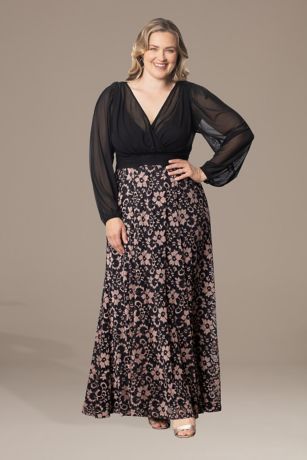 Picture of Plus Size Mon Tresor Long Sleeve Lace Evening Gown