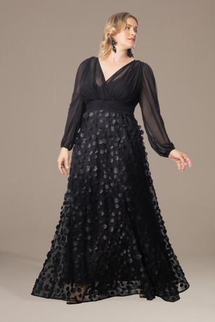 Picture of Plus Size Mesh Evening Gown with 3D Floral Skirt