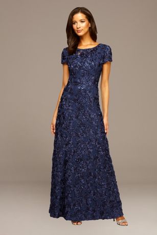 Picture of Rosette Lace Cap Sleeve A-Line Gown