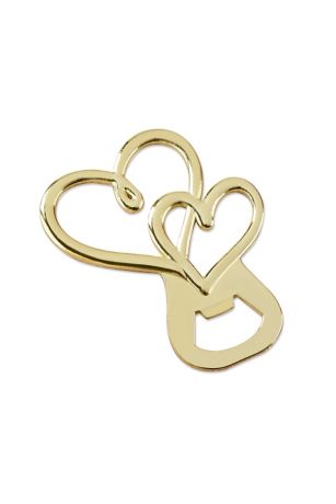 Gold Double Heart Bottle Opener Set Of 12 David S Bridal